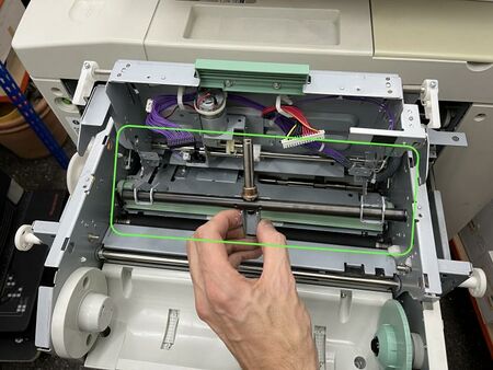 The removed TPH support/fulcrum shaft.